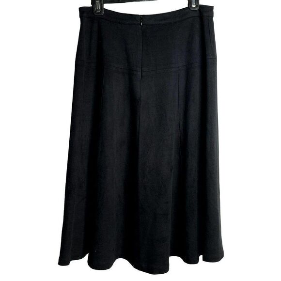 Premise Studio Black Moleskin Midi Skirt Sz 4 Flared Stretch - Picture 2 of 5